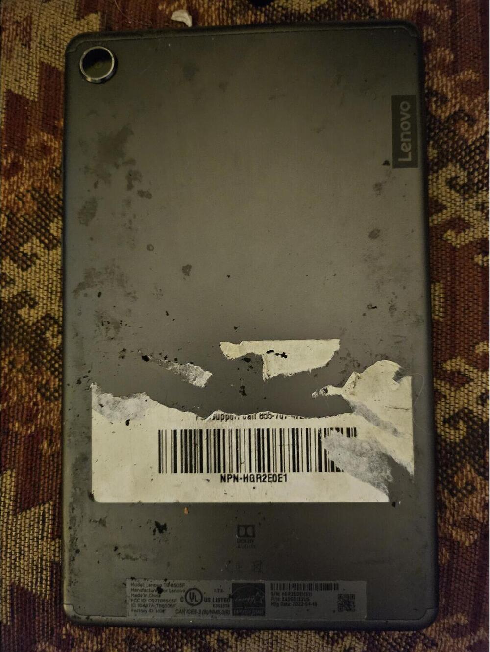 LENOVO TAB TB-8505F 2020 ANDROID TABLET 8" - charges and powers on. Sticky back